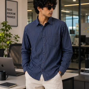 Formal Shirt : Navy Pinstripe