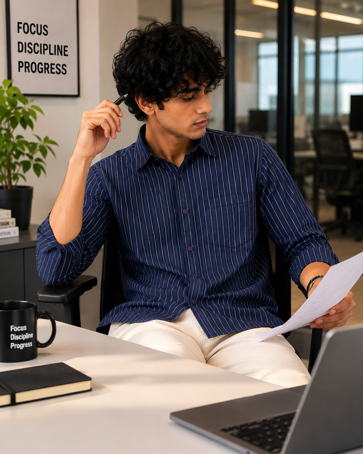 Formal Shirt : Navy Pinstripe - Image 2