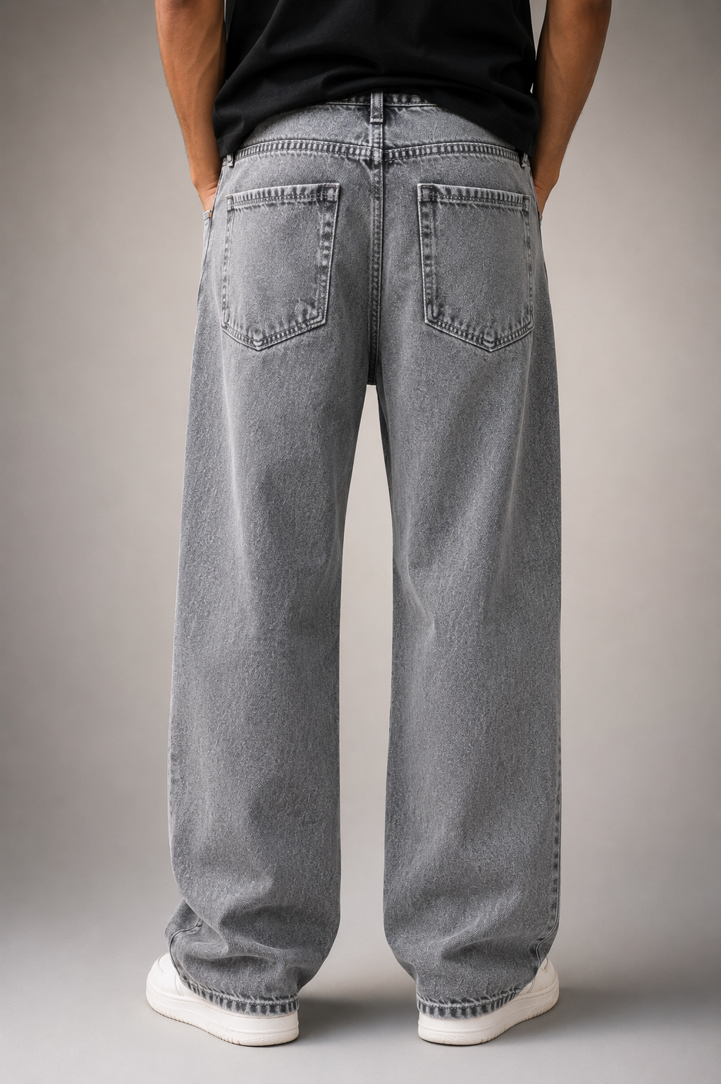 Grey Baggy Fit Denim Jeans - Image 2